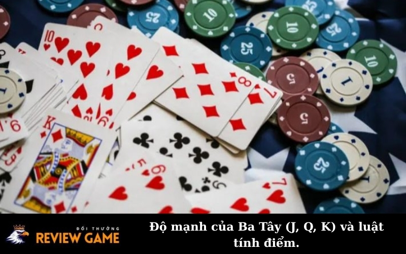 Độ mạnh của Ba Tây (J, Q, K) và luật tính điểm.